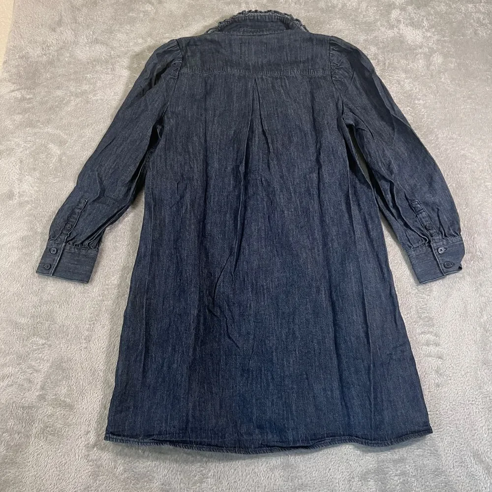 Kate Spade Denim Shirt Dress‎ XS Mid Length Indigo Button Up Dress Long Sleeve